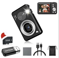 Digital Camera Compact 48MP 16x Zoom Black USB 32GB Card Reader Pouch