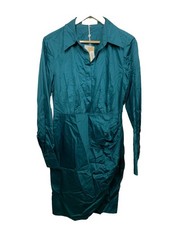 Trina Turk Women's Shirt Dress Collared Long Sleeve Green with Tulip Hem Size 10