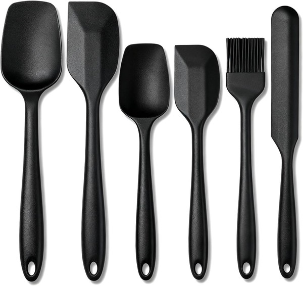 Silikon Teigschaber Set HitzebestäNdig Spatel KüChenutensilien 6 StüCk Schwarz-image