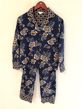 Vera Bradley 2pc Pajama Set Pants Long Sleeve size S blue 100 cotton