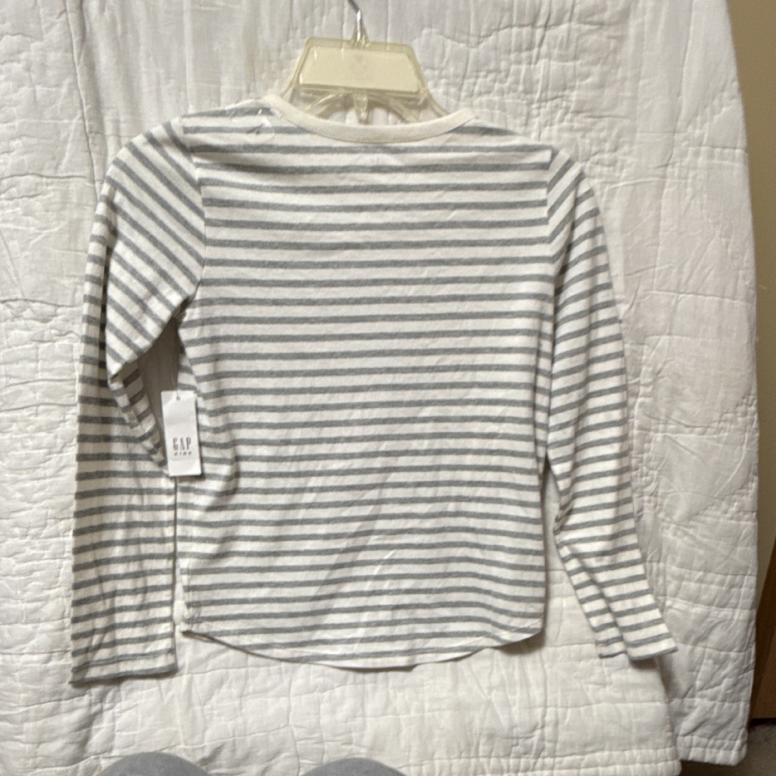 GAP Kids Girls M (8-9) Gray/White Striped Long Sleeve Tee Reversible Sequin image 6