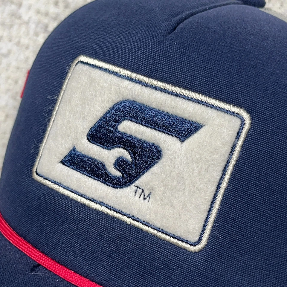 Herramientas a Presión Trucker Sombrero Gorra SnapBack Azul Rojo Cuerda Rayas Laterales Retro Adulto Foto 3 de 4