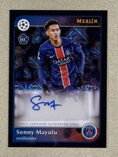 Topps Merlin UEFA Senny Mayulu 2024-25 negro automático/10 RC PSG AU-SM