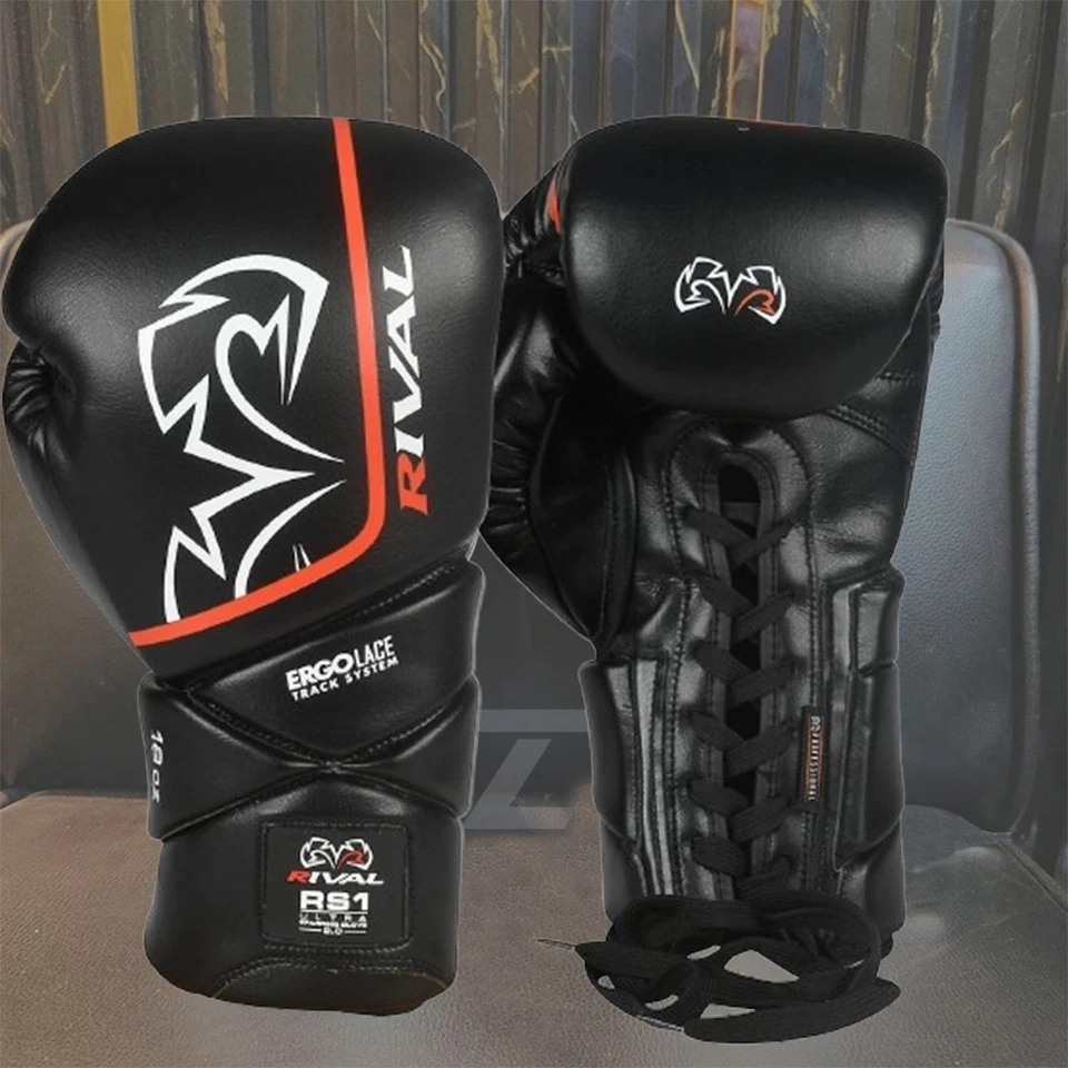 Rival Boxing RS1 Pro Fight Lace Up Leather Boxing Gloves for Men/Women - 16 OZ - Image 3 of 4