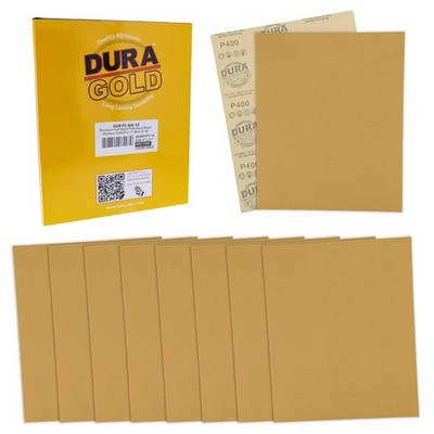 400 Grit - Full Size 9'' x 11'' Sheet Plain Backing Sandpaper - 10 Sanding Sheets