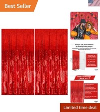 Reusable 3.2x8 Feet Red Streamers - Perfect for Halloween, Birthdays  More 