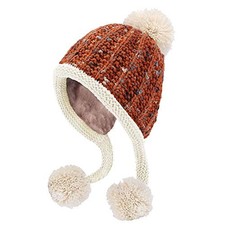 Women Winter Peruvian Cover Ears Beanie Hat Ear Flaps One Size Reddish Brown