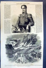 Old Antique Print General Santa Anna Interior Sebastopol Retreat Russians