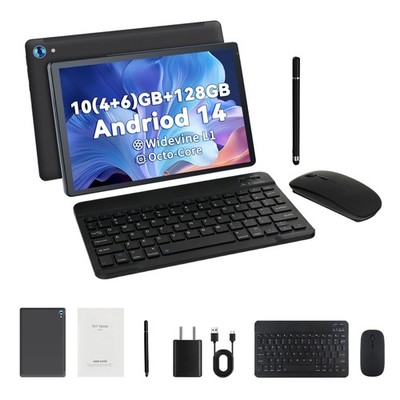10 Inch Android 14 Wifi Tablet with Keyboard & Stylus 12GB RAM 128GB ROM 1TB
