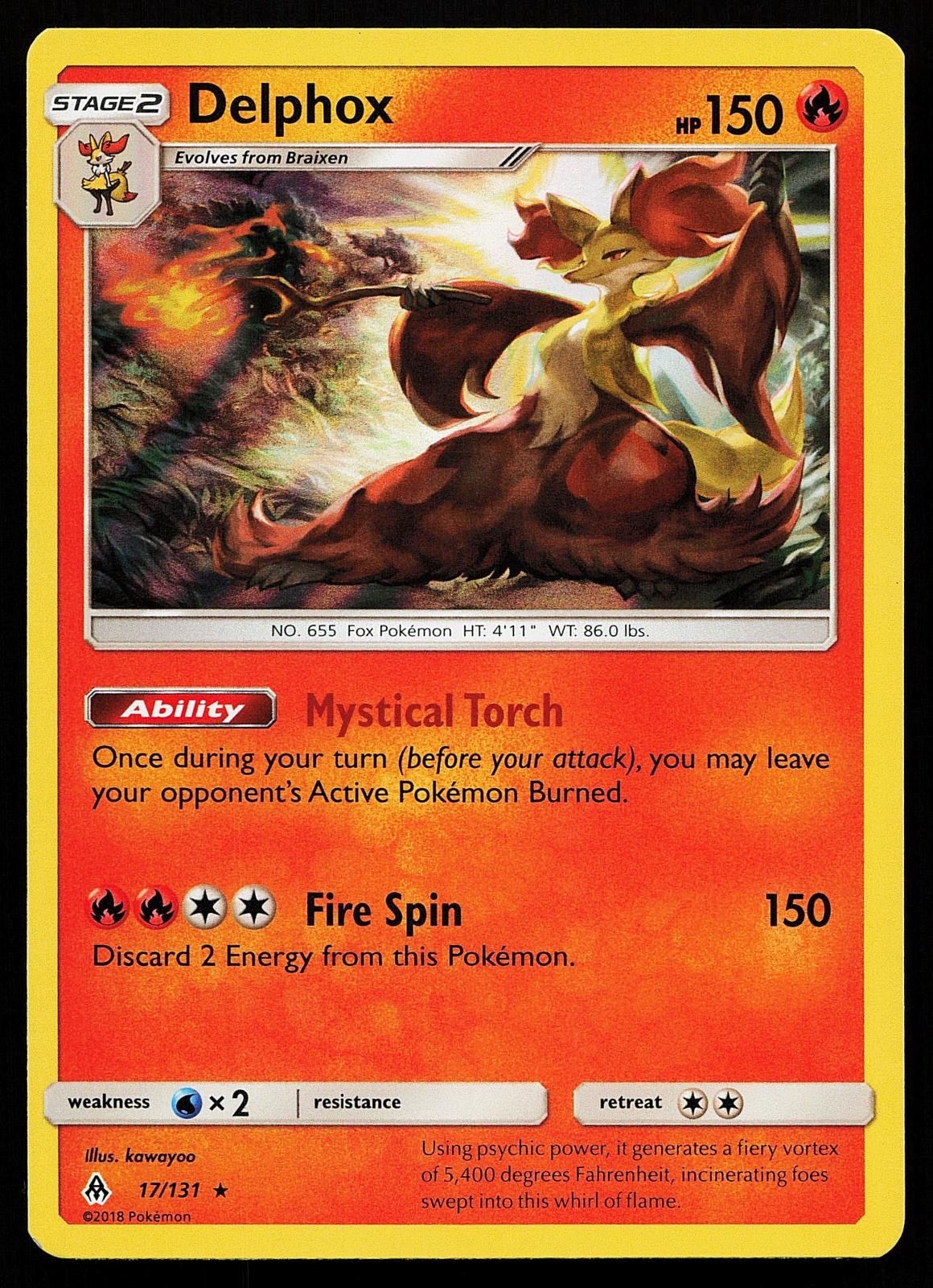 Delphox 17/131 Holo Rare Forbidden Light Pokemon Card