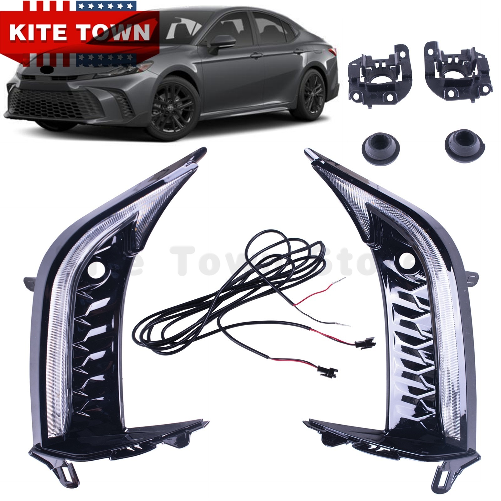 Pair Dual Color LED Fog Lights DRL Turn Signals For Toyota Camry SE XSE 2025+