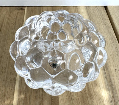 ORREFORS SWEDEN Clear Crystal Votive Candle Bubble Raspberry ANNE NILSSON