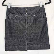 Athleta Mini Skirt Black Light Corduroy Zipper Fly Women's Size 26 Waist