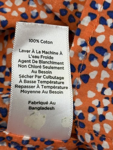Talbots Shirt Damen Large Orange Blau Blumenmuster Kurzarm Baumwolle Oberteil - Bild 10 von 11