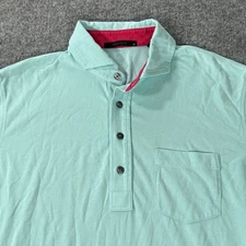 Greyson Polo Shirt Men M Blue Pocket 4 Button Golf Lightweight Wolf Logo