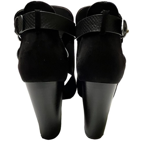 Shoedazzle Women's Rika Heeled Peep-Toe Sandal Sz 7.5 Black Side Cutouts - Picture 5 of 8
