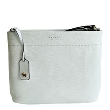 RADLEY Handbag White Leather Medium Zip Top Crossbody Bag - Rivington - RRP £199