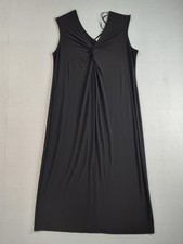 Roamans Dress Womens Large Black Sleeveless V Neck Twist Front Maxi Casual