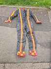 Black with Red and Yellow Strips Leather Vintage speedway Custom Made suit