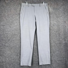 Perry Ellis Portfolio Dress Pants Mens 34x32 Gray Regular Fit Flat Front Stretch