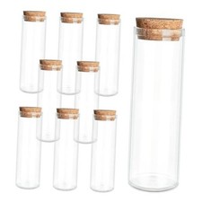 9-Pack 1.69 oz 50 ml Glass Bottles Test Tubes with Cork Stoppers Set of 9