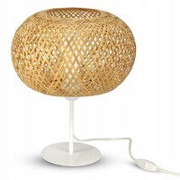Luxolar Tischlampe Mit Schalter Boho Nachttischlampe E27 60W – Bambus Nachtlampe