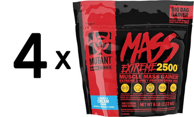 4 x Mutant Mutant Mass Extreme 2500, Cookies & Cream - 2720g (12,87 EUR/kg)