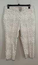 NEW Ann Taylor LOFT Riviera Pants womens 12 petite Julie Cropped geometric beige
