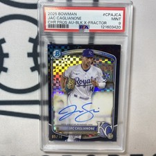2025 Bowman Jac Caglianone Chrome Prospect Auto Black Xfractor /10 PSA 9