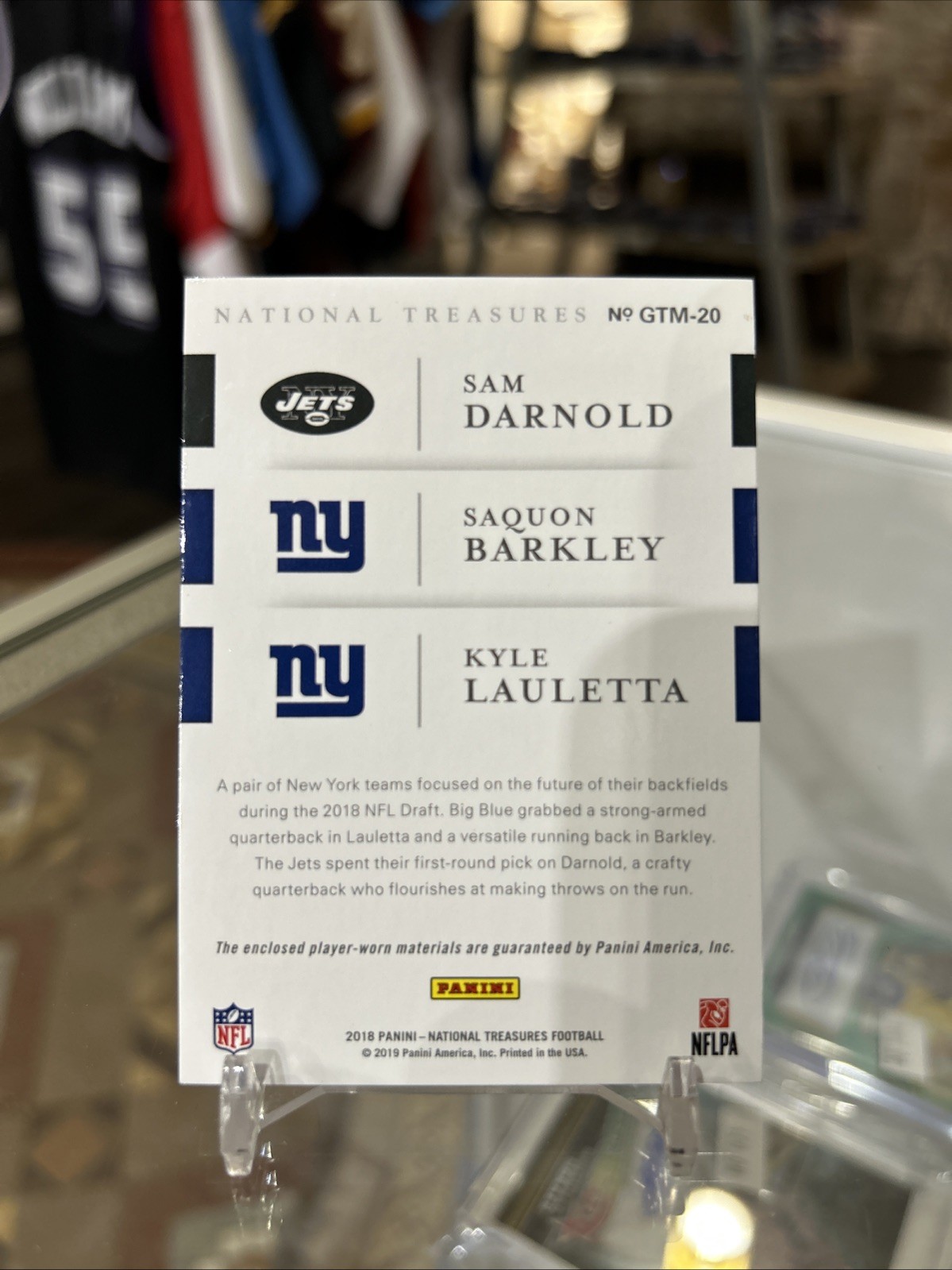 2018 National Treasures Saquon Barkley Sam Darnold Rookie Nike Patch True 1/1!!! view 2