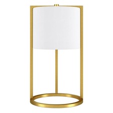 Henn Hart 12" Brass Finish Metal/Fabric Table Lamp