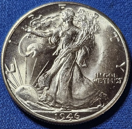 1946-D Walking Liberty Half Dollar Choice BU. Blazing Luster!!!