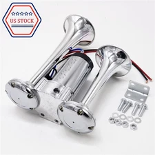 12V 1000DB For Boat Train Truck Speaker Dual Trumpets Electric Horn USA