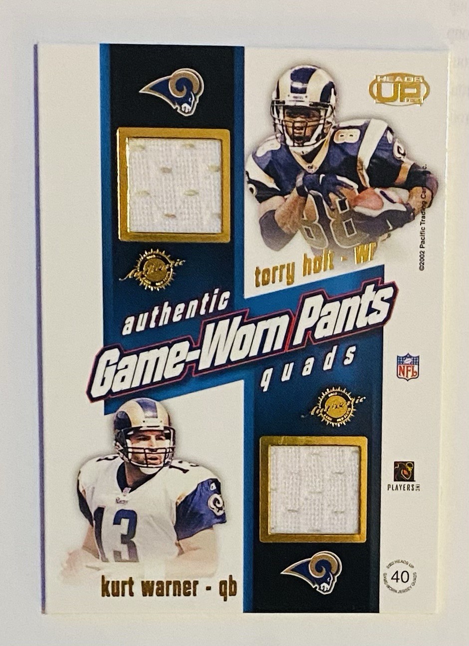 2002 Pacific Heads Up 15/45 Marshall Faulk Kurt Warner Holt Bruce Jersey Pants