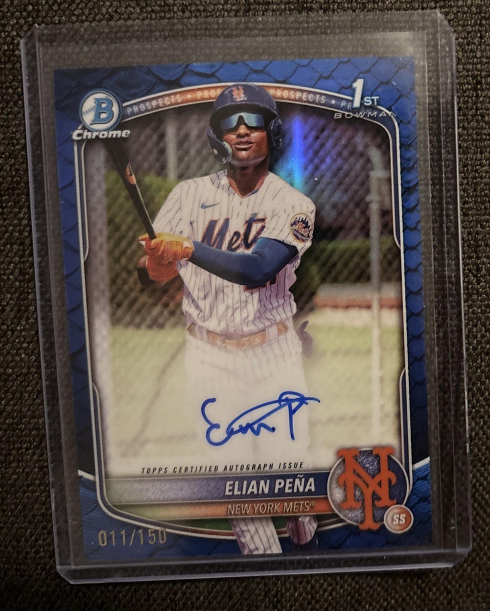 2025 Bowman Chrome 1st Elian Pena Reptilian Blue /150 Auto Refractor Color Match