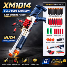 Brave XM1014 Blue Toy Shotgun S686 Shell Ejecting Soft Bullet Blaster 14 Gift