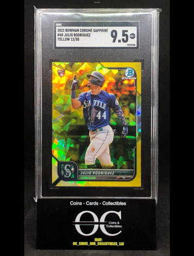 2022 Bowman Chrome Sapphire Julio Rodriguez Rookie #48 Yellow 12/50 SGC 9.5