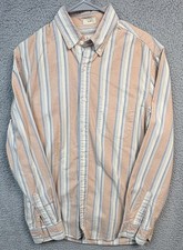 J Crew Shirt Mens Medium White Blue Striped Organic Cotton Broken In Oxford Slim