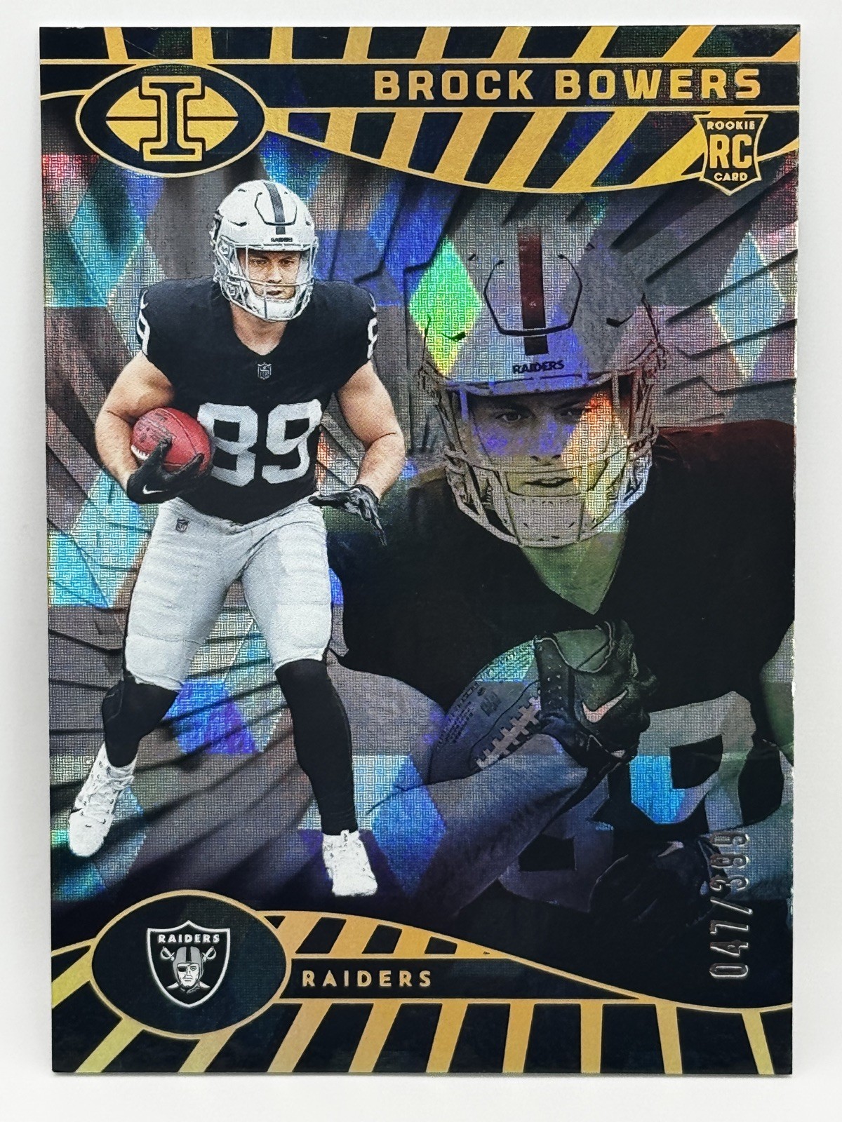 2024 Panini Illusions Brock Bowers RC Cubic Trophy /399 Las Vegas Raiders #47