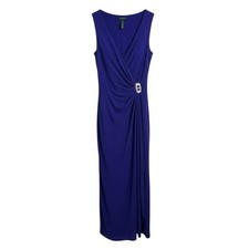 Lauren Ralph Lauren Jersey Knit Embellished Gathered Waist Evening Gown Size 10