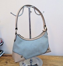 Vintage Genuine Mulberry Duck Egg Blue Scotchgrain And Tan Leather Shoulder Bag