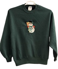 JERZEES NuBlend Green Fleece Embroidered Crewneck Sweatshirt Adult Size M