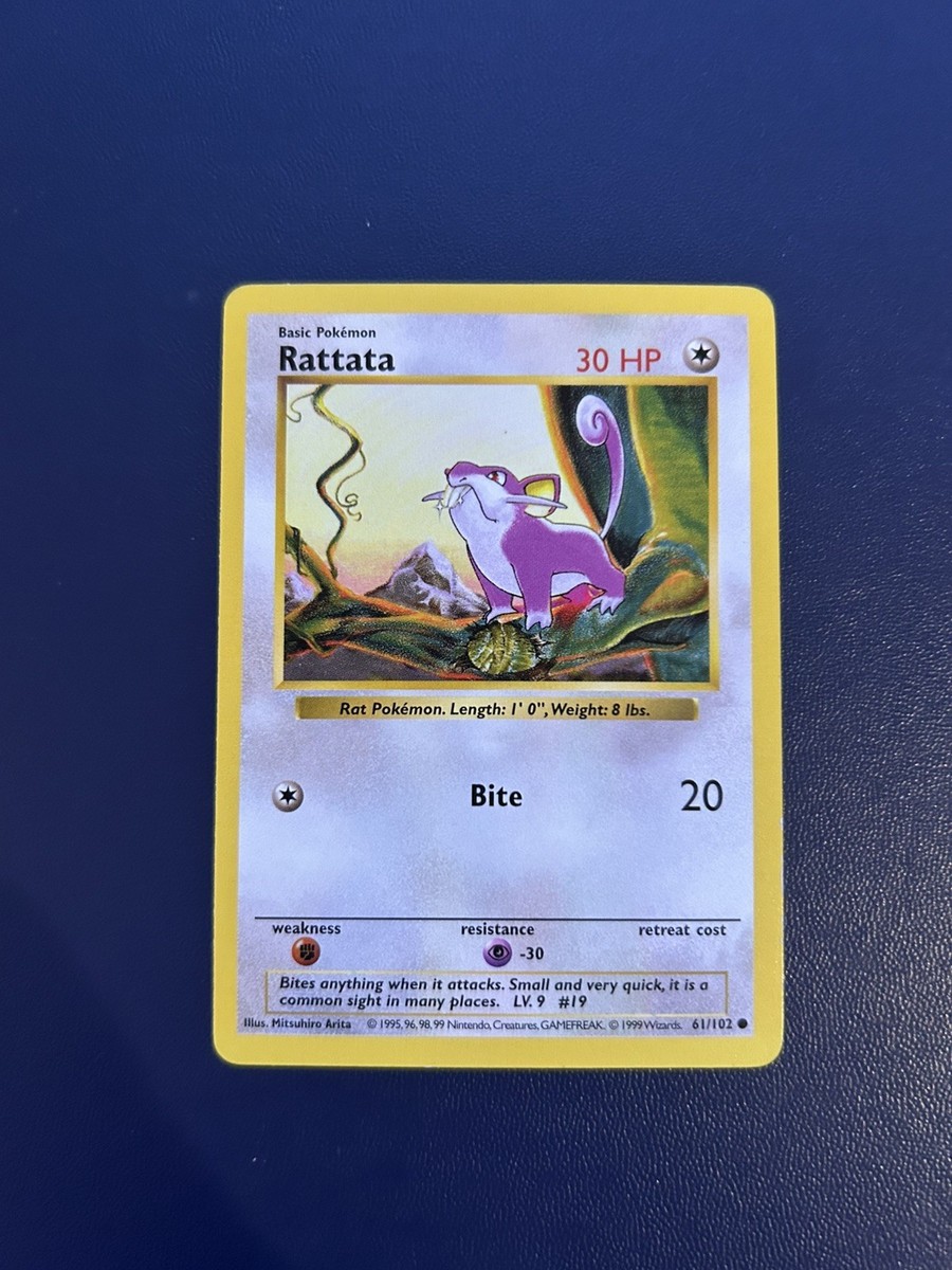 Rattata 61/102 Common Base Set (Shadowless) Pokmon Card - LP Rattata 61/102 Common Base Set (Shadowless) Pokmon Card - LP