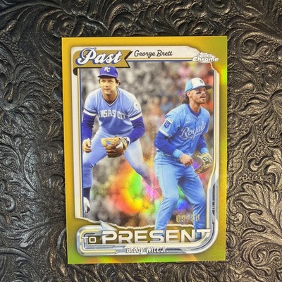 2026 Topps Chrome Past to Present #PTP-17 George Brett Bobby Witt Jr Gold /50