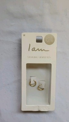 I AM GOLD PLATED STERLINGSILBER EINFACHE CREOLEN OHRRINGE NEU