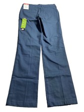 Dickies Girls Slim Fit Pants Size 12 Navy Flat Front School Uniform