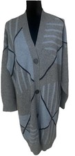 HERMES Women  s Cashmere Long Cardigan Gris Crayon Size 34 NWT