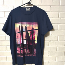Emporio Armani EA7 Men's Navy Blue Logo Graphic Print Crew Neck T-Shirt M
