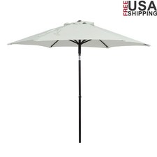 Patio Umbrella Push Up Tilt Market Outdoor Shade Green Stripe 7.5ft UV Resistant
