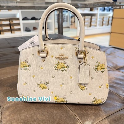NWT COACH Savannah Small Carryall Bag With Floral Print Gold/Chalk